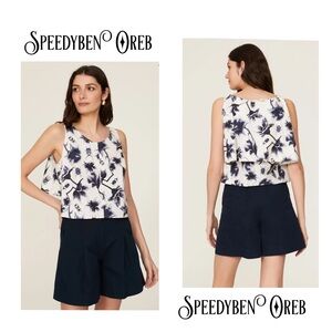 OSMAN Beetle Floral Ruffle Back Top Size 4